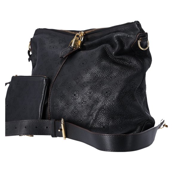Louis Vuitton Selene MM Medium Hobo Tote Crossbody Mahina Leather Black - Picture 9 of 16
